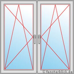 Zweiflügelige Fenster technische Zeichnung
