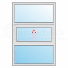 Raamtype verticaal schuifraam 3-delig met één centraal schuifelement