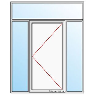 Haustür mit Seitenteil beidseitig und Oberlicht Schema
