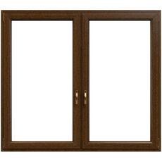Zeiflügeliges Kunststofffenster Fenster in Nussbaum