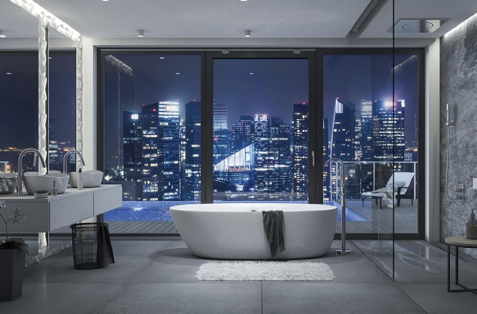 Bdezimmer mit Alu Parallel-Schiebe-Kipp-Tür