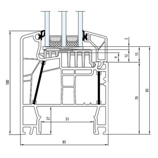 Aluplast energeto 8000 Festverglasung 100mm - 080x04