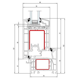 Aluplast IDEAL 4000 außen öffnend Classic-Line 142mm 140x01 140x31