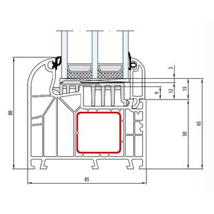 Aluplast IDEAL 8000 Festverglasung Round-Line 80mm - 180x03