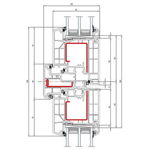 Aluplast IDEAL 8000 Stulp 64mm Tür innen öffnend Classic-Line - 180x64 - 180x30