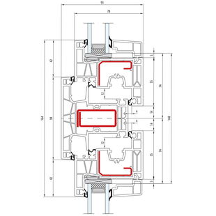 Aluplast IDEAL Neo MD Pfosten 94mm Fenster 75mm 160x45 160x20