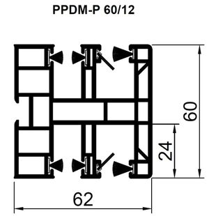 Aufsatzrollladen Führungsschiene PPDM-P 60mm mit Insektenschutz zweiseitig