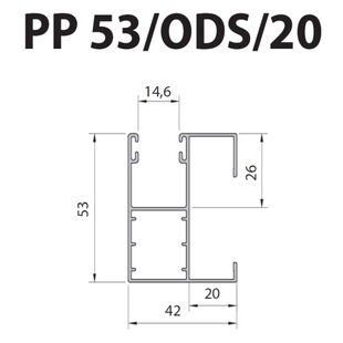 Vorbaurollladen Führungsschiene PP 53mm mit Absatz 20mm