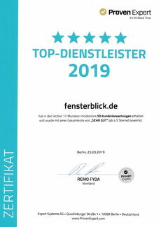 ProvenExpert klantbeoordelingen-keurmerk Fensterblick 2019