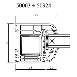 Drutex Iglo 5 Festverglasung 75mm Detailzeichnung