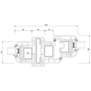 Drutex Iglo EXT Kopplung mit Stahl Fenster Detailzeichnung - 50116 50001 50016