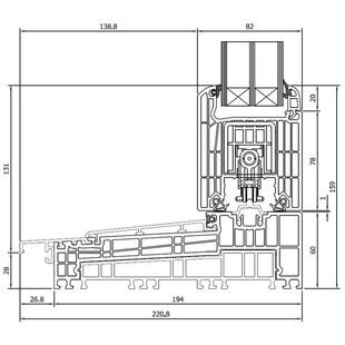 Drutex Iglo HS Tür Schwelle mit Schiebeflügel dicher Lauf Detail