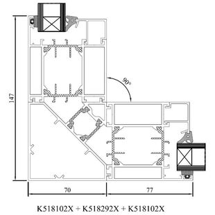 Drutex MB 70 Eckprofil 90° Detailansicht