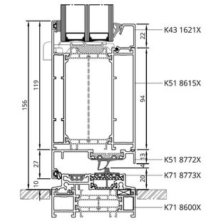 Drutex MB-86SI Tür nach aussen Schwelle mit Rahmenverbreiterung