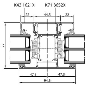 Drutex MB-86SI Kämpfersprosse 94,5mm Detailzeichnung