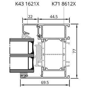 Drutex MB-86SI Festverglasung Seite Rahmen Detail