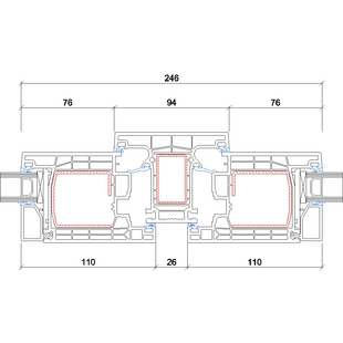 Gealan Linear Pfosten 94mm Terassentür innen öffnend - 7040-7082