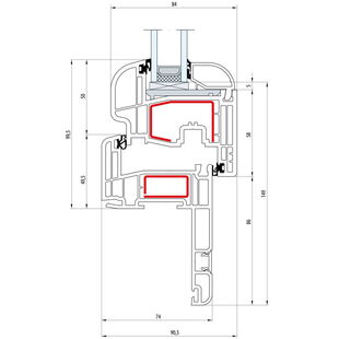 Gealan S 8000 - Renovation - Fenster Round-Line Flügel 5-Kammer - Flosse 64,5mm - 5515 8068