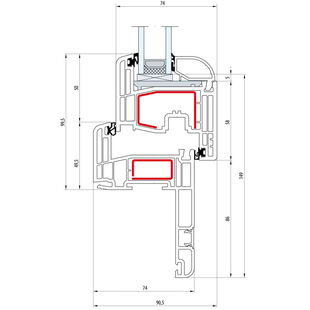 Gealan S 8000 - Renovation - Fenster Classic-Line Flügel 5-Kammer - Flosse 64,5mm - 5515 8092