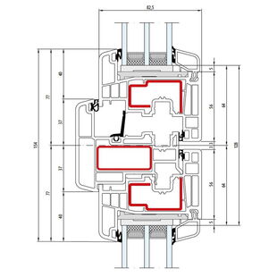 Gealan S 9000 Stulp 74mm Fenster Classic-Line 74mm - 6012 - 6079
