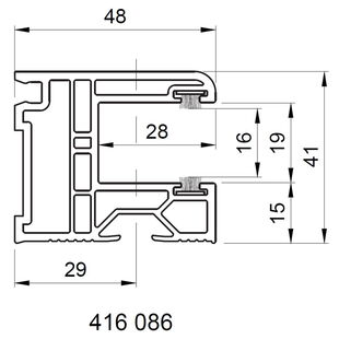 Salamander Einseitige Führungsschiene 48mm für Aufsatzrollladen Detailzeichnung