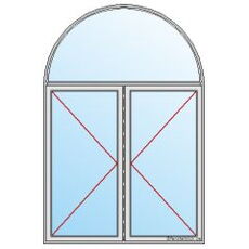 Nebeneingangstür zweiflügelig mit Rundbogen