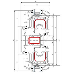 Aluplast IDEAL 4000 Pfosten 84mm Fenster Round-Line 77mm 140x41-140x22