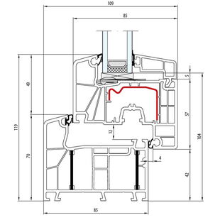 Aluplast IDEAL 7000 Fenster Classic-Line 119mm powerdur - 070x02 - 170x20