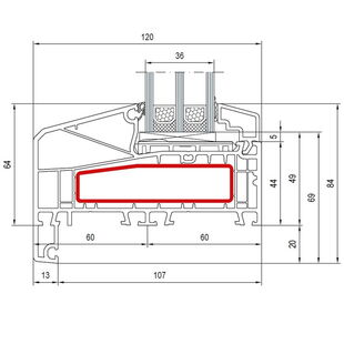 Aluplast IDEAL 7000 NL Festverglasung Bautiefe 120mm Flosse 20mm - 170x54