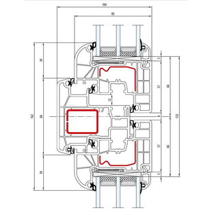 Aluplast IDEAL 8000 Stulp 84mm Fenster Round-Line 77mm - 180x66 - 180x22