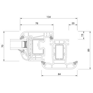 Drutex Iglo Premier Fenster Flosse 20mm innen Detailzeichnung - 50021 50016