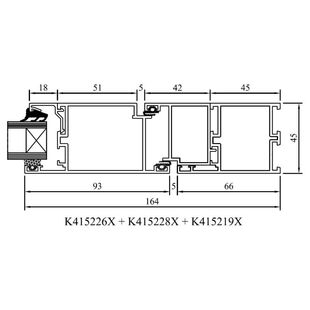 Drutex MB 45 Balkontür nach aussen Detailzeichnung Profil
