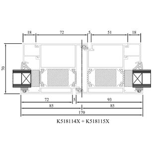 Drutex MB 70 HI Tür mit Stulp Detailzeichnung