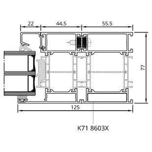 Drutex MB-86SI 55,5mm Rahmenverbreiterung Detailzeichnung