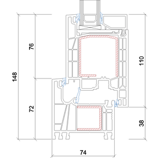 Gealan Linear Nebentür innen öffnend - 7001-7082