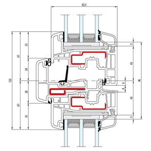 Gealan S 9000 Stulp 56mm Fenster Classic-Line 67mm Lumaxx Flügel mit STV - 6020 - 6055