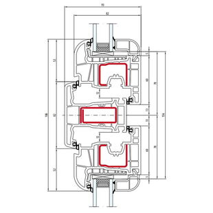 Salamander Fenster Round-Line 80 mm Pfosten 82 mm - 252 120 - 251 221