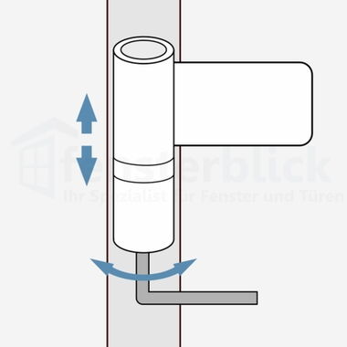 Haustür vertikal einstellen - Stellschraube nachziehen