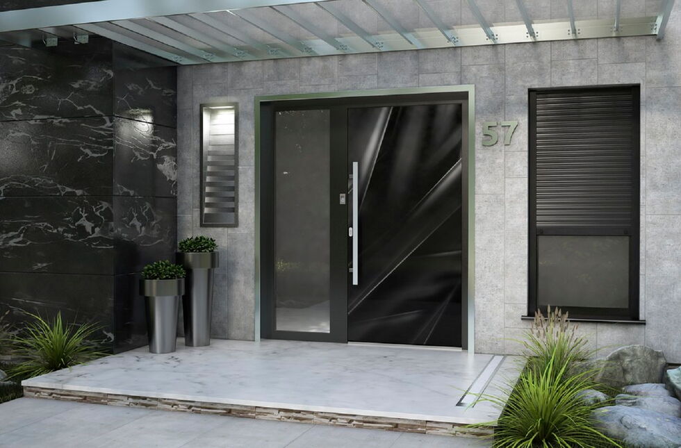 Alu Haustür mit Glasfüllung