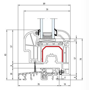 Aluplast IDEAL 4000 Balkontürschwelle 20mm Round-Line 77mm 140x22