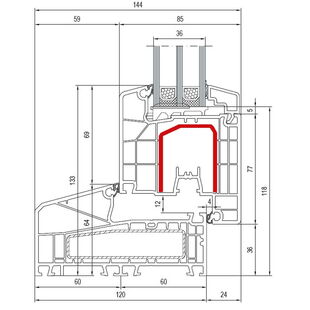 Aluplast IDEAL 7000 NL Terrassentür innen öffnend Classic-Line 133mm - 170x53 - 170x30