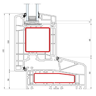 Aluplast IDEAL 7000 NL Tür außen öffnend ohne Umkehrprofil - 170x53 - 170x35