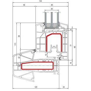 Aluplast IDEAL 7000 NL Pfosten 84mm Terrassentür innen öffnend Classic-Line- 170x57 - 170x30