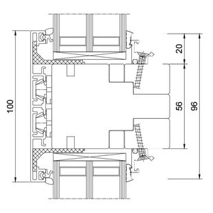 Drutex Duoline 78 Pfosten Glasteilende Kämpfer-Sprosse 100mm Festverglasung
