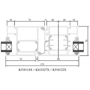 Drutex MB 70 Balkontür nach innen Detail Pfosten DK/Fest