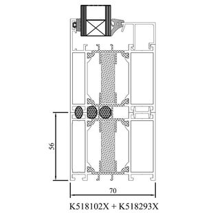 Drutex MB 70 HI 56mm Rahmenverbreiterung Detailzeichnung