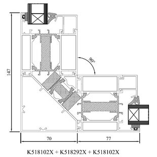 Drutex MB 70 HI Eckprofil 90° Detailansicht