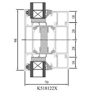 Drutex MB 70 HI Kämpfersprosse Detailzeichnung