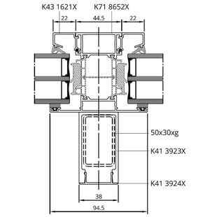 Drutex MB-86SI Statik Profil verstärkt aussen Detailzeichnung