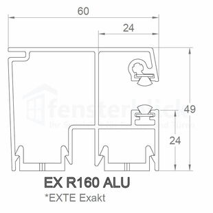 Aufsatzrollladen Aluminium Führungsschiene Exte EX R160 60mm
